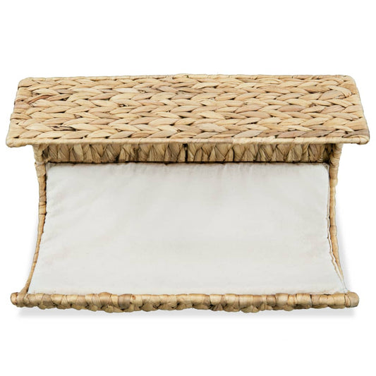 vidaXL Cat Bed with Cushion Water Hyacinth 14.6"x7.9"x7.9"
