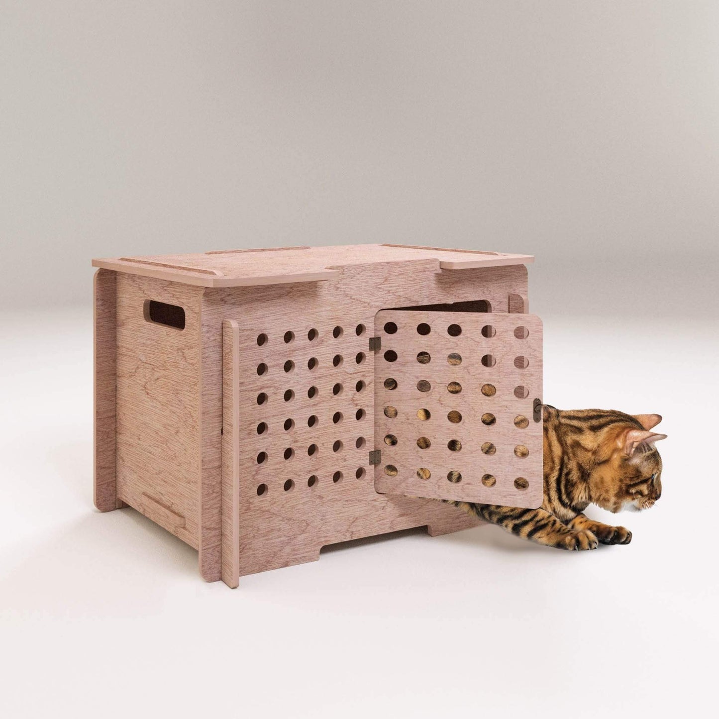 Outdoor Wooden Cat House | Cube Portable House & Carrier for Kitty, Hamster, Bunny, Small Pets |Hidden Cat Litter Box